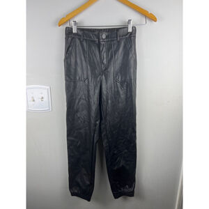 Kendall + Kylie Black Faux Leather Jogger Pants Women's Size S PU Elastic Waist